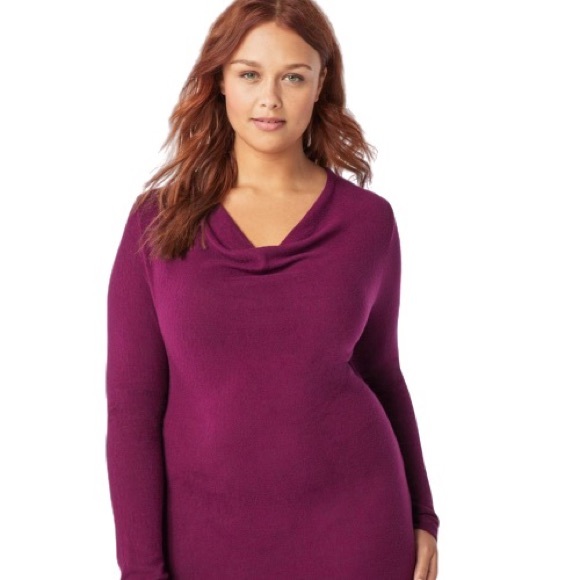 Boysenberry Knit Long Sleeve Cowl Neck Dress - Picture 5 of 7